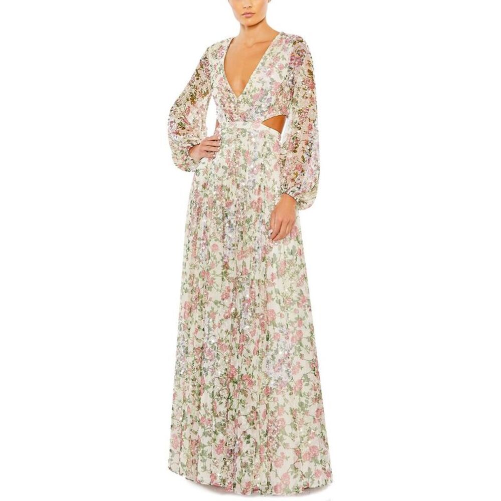 Mac Duggal Multicolor Floral Maxi Dress